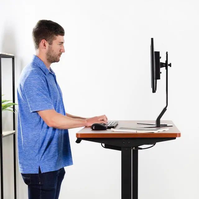 Alt view image 7 of 7 - VIVO Dark Walnut 43 x 24 inch Universal Table Top for Sit to Stand Desk Frames