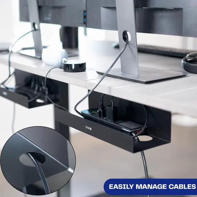 Alt view image 6 of 7 - VIVO Black Extra Deep Under Desk Cable Management Trays - 2 Pack