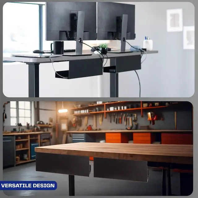 Alt view image 7 of 7 - VIVO Black Extra Deep Under Desk Cable Management Trays - 2 Pack