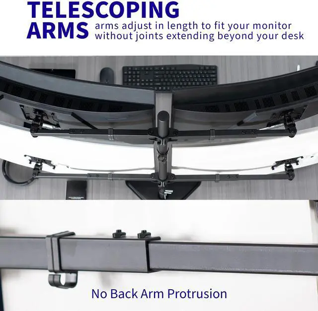 Alt view image 4 of 8 - VIVO Telescoping Quad Ultra Wide 27" to 38" Monitor Freestanding Desk Stand