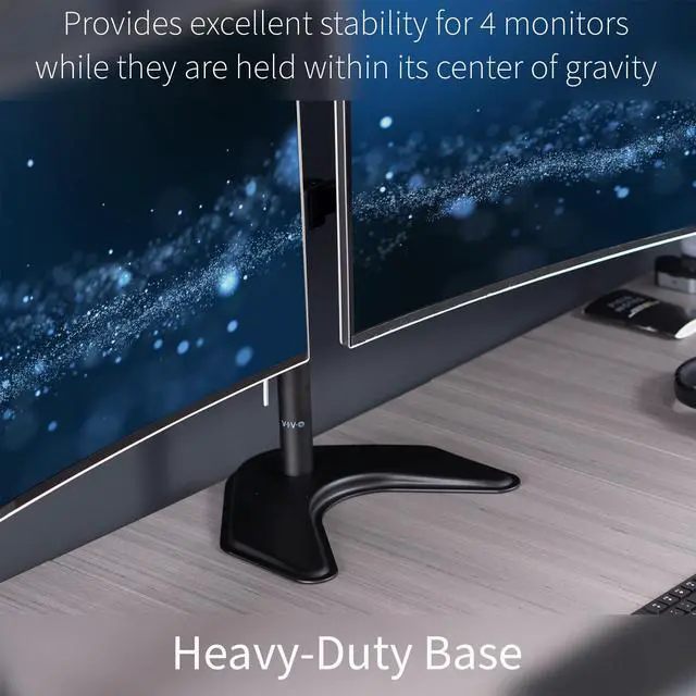Alt view image 5 of 8 - VIVO Telescoping Quad Ultra Wide 27" to 38" Monitor Freestanding Desk Stand