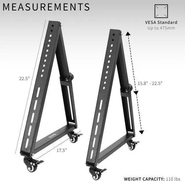 Alt view image 3 of 7 - VIVO Low Height Mobile TV Stand for 32 to 65 inch Flat Curved Screen TV