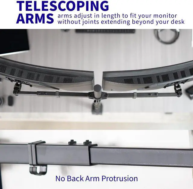 Alt view image 4 of 8 - VIVO Telescoping Dual Ultrawide 27" to 38" LCD Monitor Desk Mount Stand with Extra Tall Pole (STAND-TS38C-T)