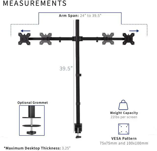 Alt view image 6 of 8 - VIVO Telescoping Dual Ultrawide 27" to 38" LCD Monitor Desk Mount Stand with Extra Tall Pole (STAND-TS38C-T)