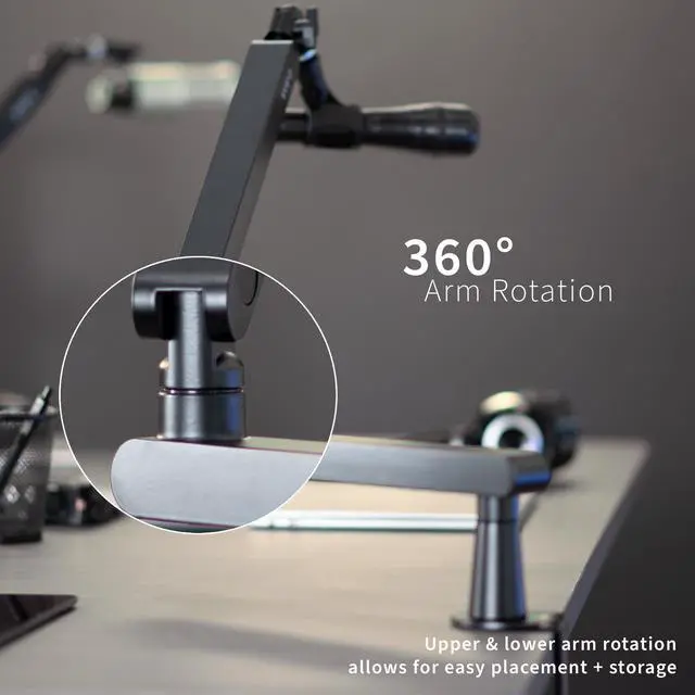 Alt view image 5 of 7 - VIVO Clamp-on Low Profile Height Adjustable Heavy Duty Microphone Desk Mount