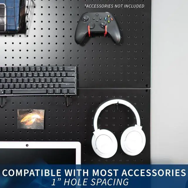 Alt view image 5 of 7 - VIVO Black Steel Wall Mounted 48" x 32" Pegboard (3 Panel System)