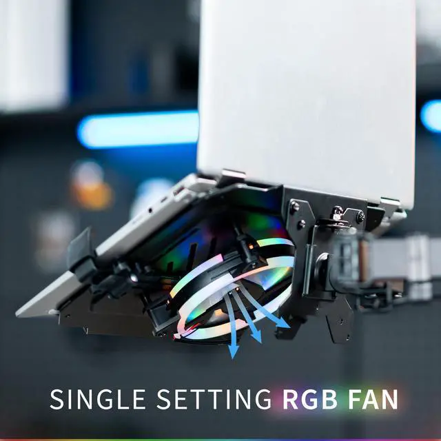 Alt view image 7 of 7 - VIVO Universal Adjustable 12" - 15.6" Laptop Computer Notebook Tray with RGB Fan