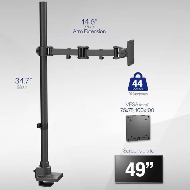Alt view image 6 of 7 - VIVO Single Ultrawide Monitor Extra Tall Desk Mount for Computer Screens to 49"
