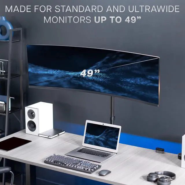 Alt view image 2 of 7 - VIVO Single Ultrawide Monitor Tall Desk Mount, Fits Computer Screens up to 49"