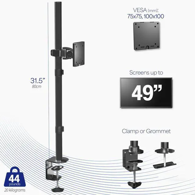 Alt view image 3 of 7 - VIVO Single Ultrawide Monitor Tall Desk Mount, Fits Computer Screens up to 49"