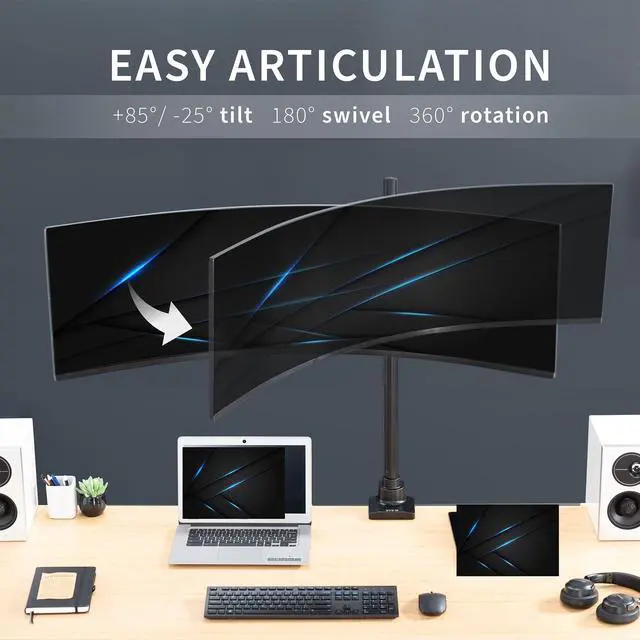 Alt view image 5 of 7 - VIVO Single Ultrawide Monitor Extra Tall Desk Mount for Computer Screens to 49"
