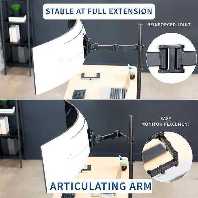 Alt view image 7 of 7 - VIVO Single Ultrawide Monitor Extra Tall Desk Mount for Computer Screens to 49"