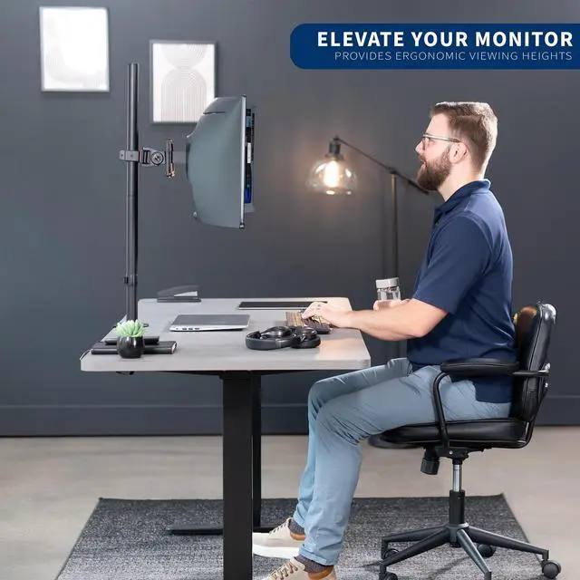 Alt view image 7 of 7 - VIVO Single Ultrawide Monitor Tall Desk Mount, Fits Computer Screens up to 49"