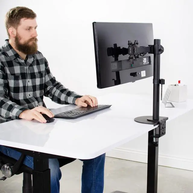 Alt view image 5 of 7 - VIVO Pneumatic Quad Ultrawide Computer Monitor Desk Mount for Screens upto 49"