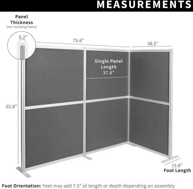 Alt view image 3 of 7 - VIVO L-Shape Modular Wall System, 3 PET Panels, Modern Office Cubicle Dividers, Freestanding Privacy Screen, PP-MWS63D-L