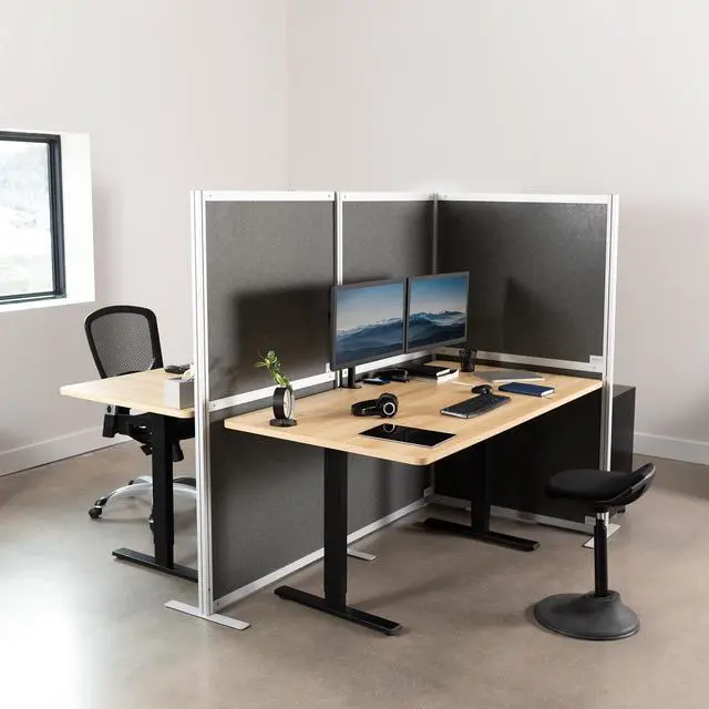 Alt view image 2 of 7 - VIVO T-Shaped Modular Wall System, 4 PET Panels, Modern Office Cubicle Dividers