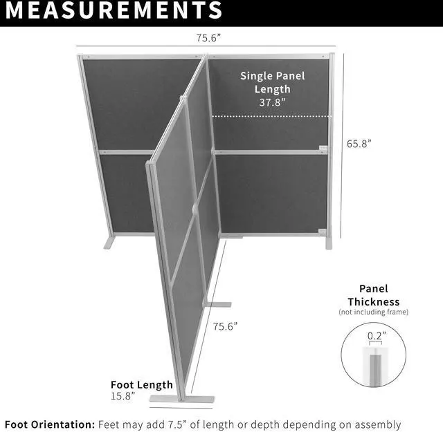 Alt view image 3 of 7 - VIVO T-Shaped Modular Wall System, 4 PET Panels, Modern Office Cubicle Dividers