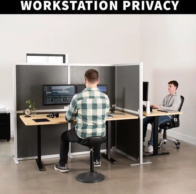 Alt view image 7 of 7 - VIVO T-Shaped Modular Wall System, 4 PET Panels, Modern Office Cubicle Dividers