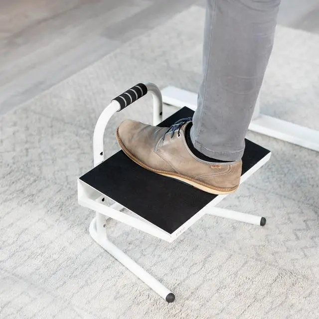 Alt view image 2 of 7 - VIVO White Ergonomic Height Adjustable Standing Foot Rest Relief Platform