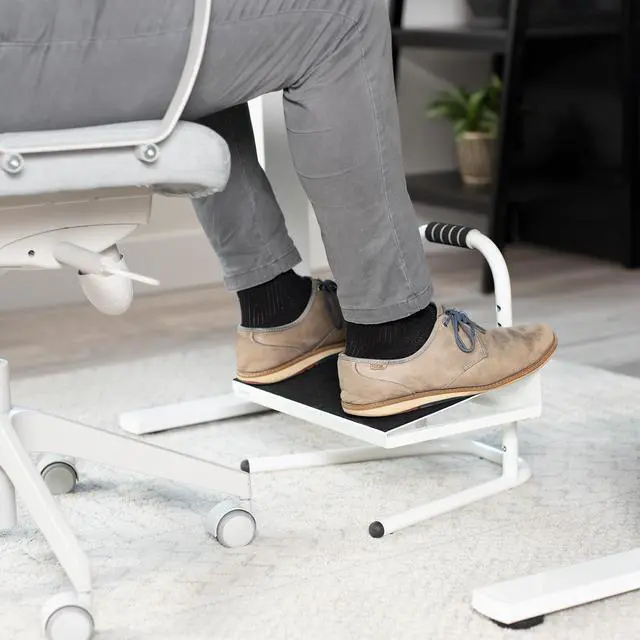 Alt view image 5 of 7 - VIVO White Ergonomic Height Adjustable Standing Foot Rest Relief Platform