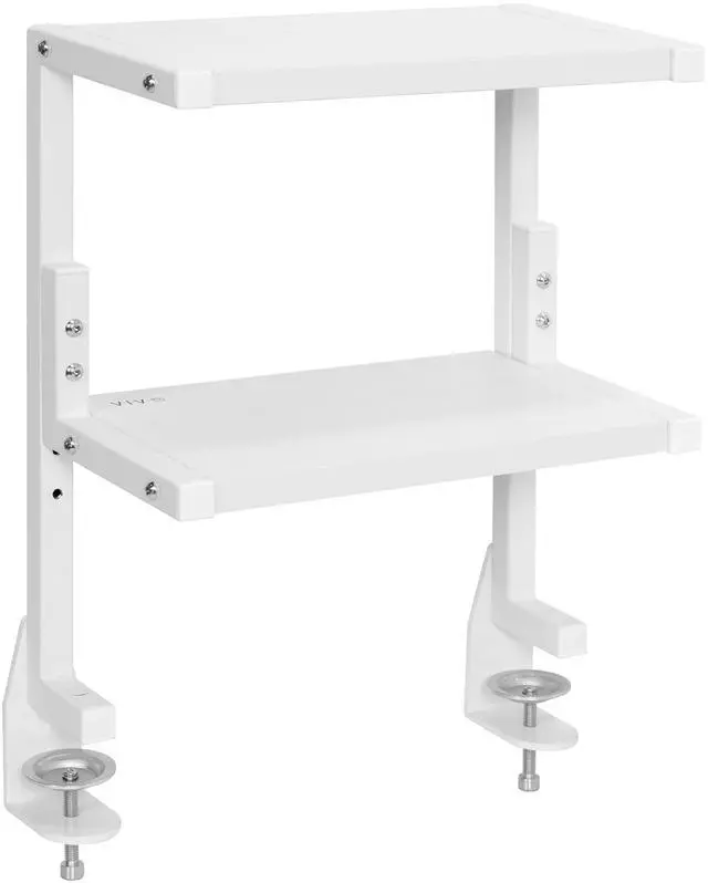 Main image of VIVO White Clamp-on 13" Above or Below Desk 2-Tier Shelving Unit, Desk Organization for Accessories (STAND-SHELF2CW)