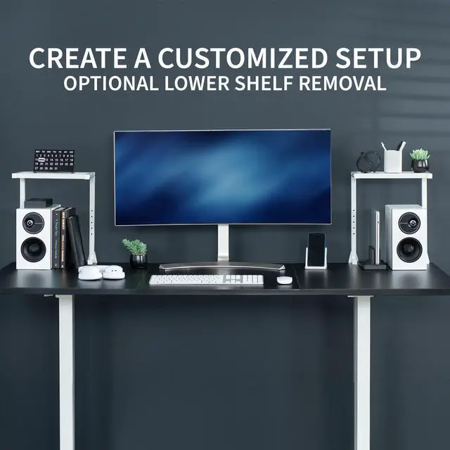 Alt view image 7 of 7 - VIVO White Clamp-on 13" Above or Below Desk 2-Tier Shelving Unit, Desk Organization for Accessories (STAND-SHELF2CW)