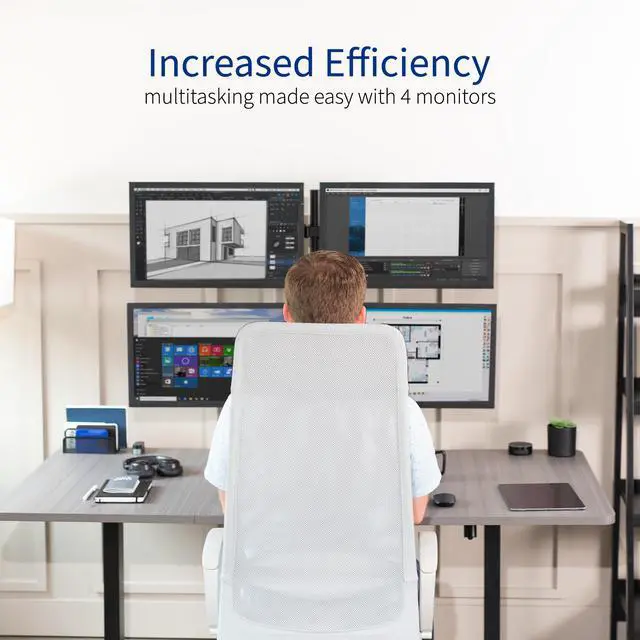 Alt view image 5 of 7 - VIVO Quad LCD Monitor Desk Stand/Mount Free Standing Adjustable 4 Screens up to 27" (STAND-V004F)