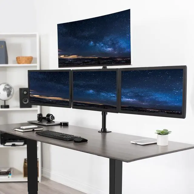 Alt view image 2 of 7 - VIVO Quad Monitor Heavy Duty Desk Mount 3 + 1, Holds Computer Screens up to 24"