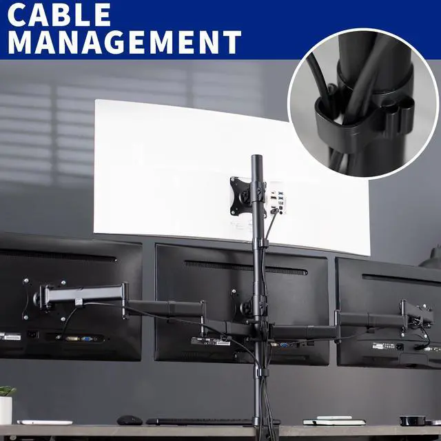 Alt view image 5 of 7 - VIVO Quad Monitor Heavy Duty Desk Mount 3 + 1, Holds Computer Screens up to 24"