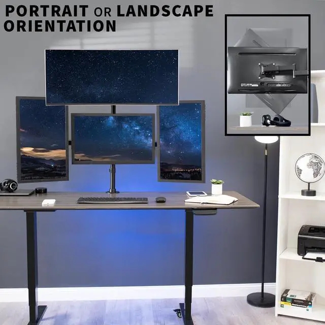 Alt view image 6 of 7 - VIVO Quad Monitor Heavy Duty Desk Mount 3 + 1, Holds Computer Screens up to 24"
