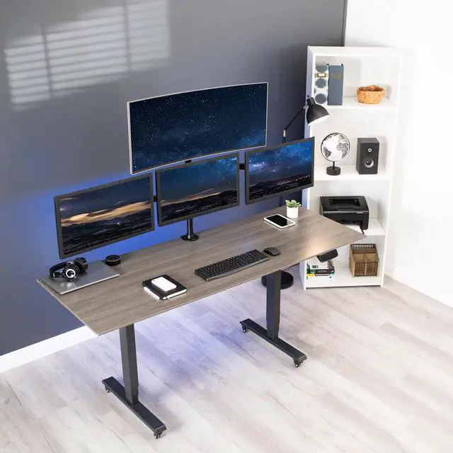Alt view image 7 of 7 - VIVO Quad Monitor Heavy Duty Desk Mount 3 + 1, Holds Computer Screens up to 24"