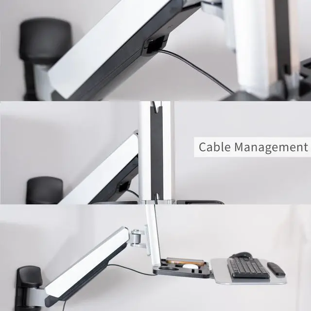 Alt view image 5 of 7 - VIVO Single Monitor & Keyboard Counterbalance Sit-Stand Wall Mount | Standing Transition Workstation (STAND-SIT1W)