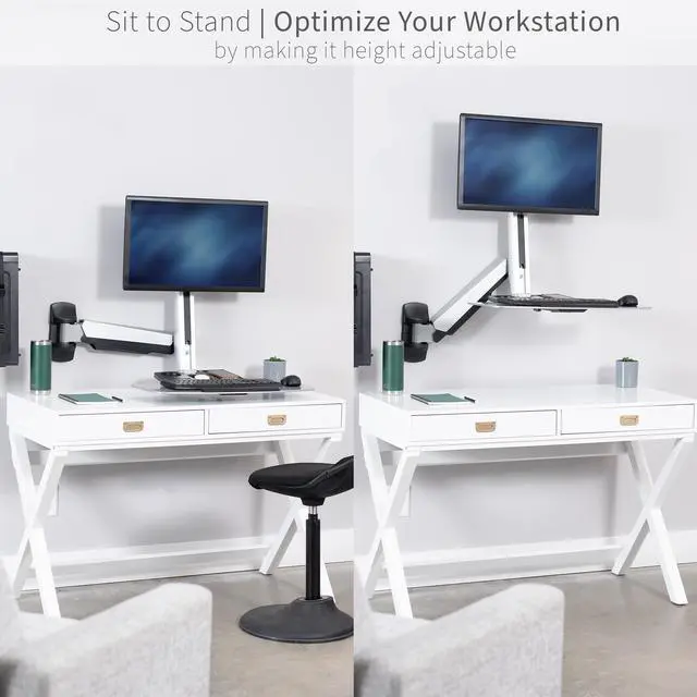 Alt view image 6 of 7 - VIVO Single Monitor & Keyboard Counterbalance Sit-Stand Wall Mount | Standing Transition Workstation (STAND-SIT1W)