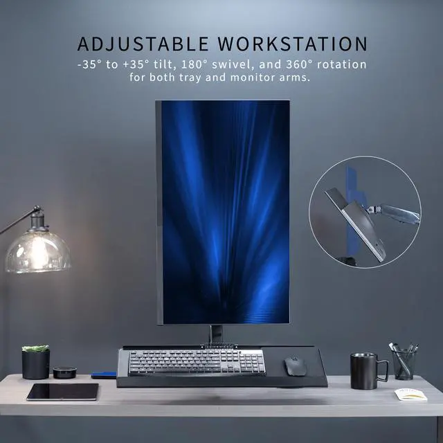 Alt view image 6 of 7 - VIVO Sit-Stand Height Adjustable Pneumatic Spring Arm Keyboard Tray Desk Mount for 1 Screen up to 32" (STAND-SIT1B)