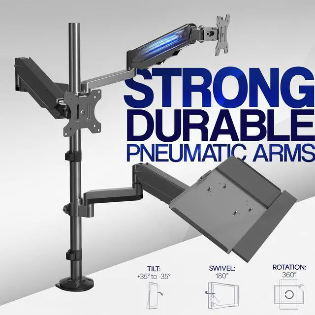 Alt view image 5 of 7 - VIVO Black Dual Monitor Sit-Stand Desk Mount | Holds 2 Screens 17" to 32"