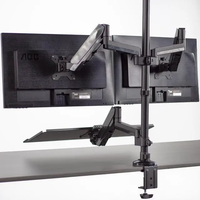 Alt view image 7 of 7 - VIVO Black Dual Monitor Sit-Stand Desk Mount | Holds 2 Screens 17" to 32"