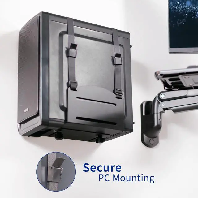 Alt view image 7 of 7 - VIVO Premium Single Monitor & Keyboard Counterbalance Sit-Stand Wall Mount and CPU Holder (STAND-SIT1WD)