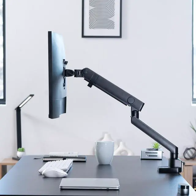 Alt view image 6 of 7 - VIVO Premium Aluminum Full Motion Single Arm Monitor Desk Mount Stand | Fits Screens up to 32" (STAND-V101BB)