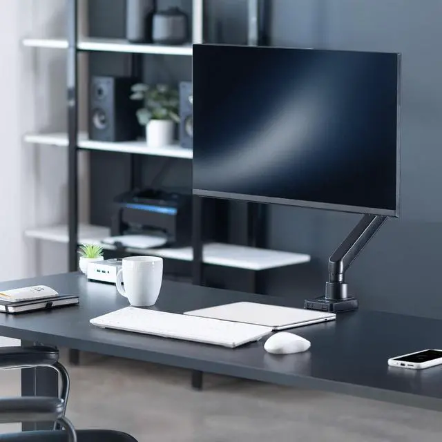 Alt view image 7 of 7 - VIVO Premium Aluminum Full Motion Single Arm Monitor Desk Mount Stand | Fits Screens up to 32" (STAND-V101BB)