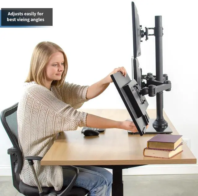 Alt view image 4 of 7 - VIVO Steel Quad Freestanding 3 + 1 Monitor Mount | 4 Screens up to 24"