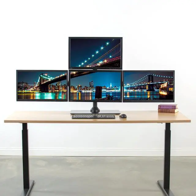 Alt view image 6 of 7 - VIVO Steel Quad Freestanding 3 + 1 Monitor Mount | 4 Screens up to 24"