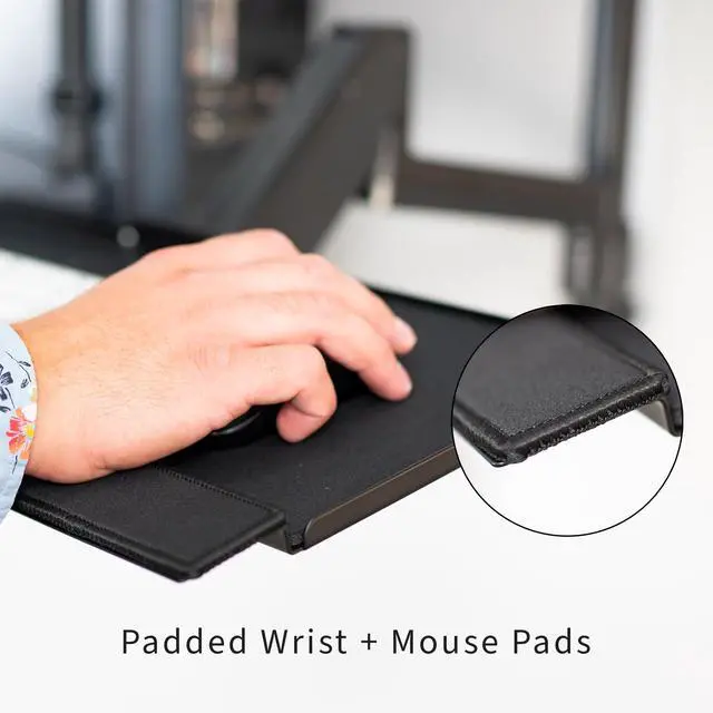 Alt view image 7 of 7 - VIVO Sit-Stand Height Adjustable Pneumatic Spring Arm Keyboard Tray Wall Mount for 1 Screen up to 32" (STAND-SIT1BW)
