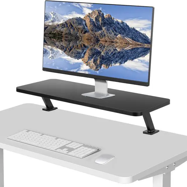 Main image of VIVO Black 26" Clamp-on Small Ergonomic Desk Shelf | Single Monitor Laptop Riser Desk Organizer (STAND-SHELF24B)