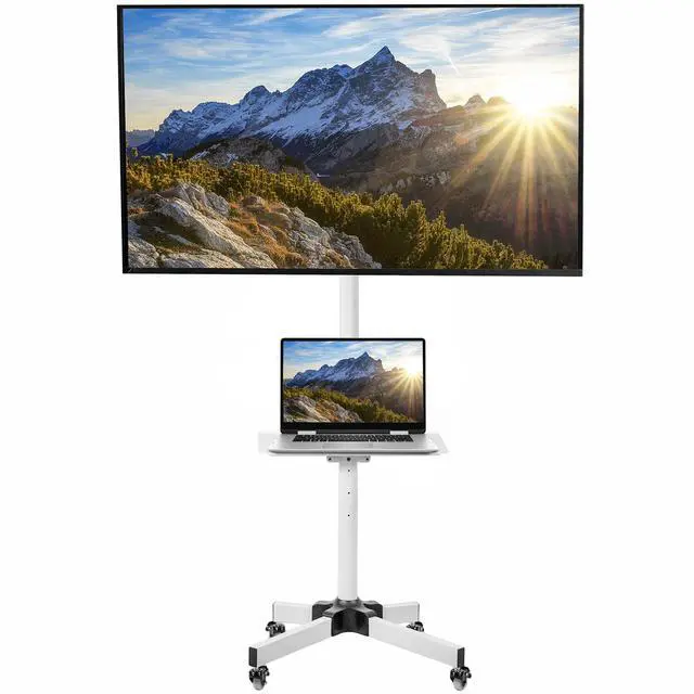 Main image of VIVO White Mobile TV Cart for 13" to 60" LCD LED Flat Panel | Stand with Wheels