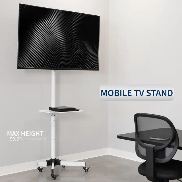 Alt view image 2 of 7 - VIVO White Mobile TV Cart for 13" to 60" LCD LED Flat Panel | Stand with Wheels