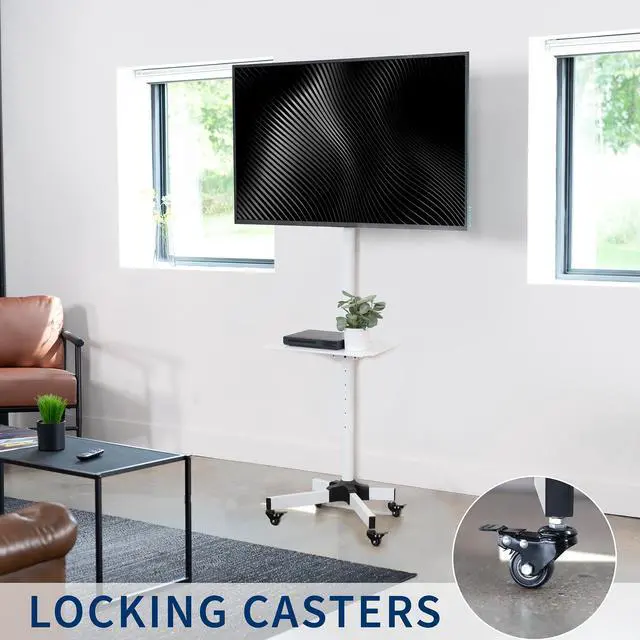 Alt view image 7 of 7 - VIVO White Mobile TV Cart for 13" to 60" LCD LED Flat Panel | Stand with Wheels