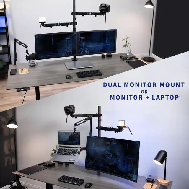 Alt view image 3 of 7 - VIVO Black All-In-One Livestream Desk Mount, 17" to 32" Monitor, Laptop, Camera