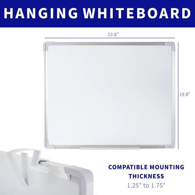 Alt view image 2 of 7 - VIVO 24 x 20 inch Whiteboard with Ultra Thin Hook Mounting System for Closed Door and Cubicle Wall Hanging, Dry Erase Board for Dorm, Home, or Office, PP-WB01