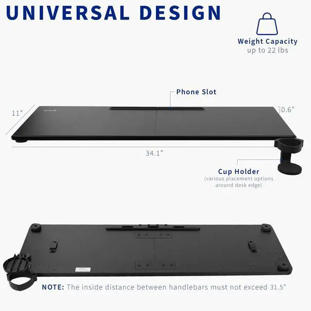 Alt view image 3 of 7 - VIVO Universal Laptop Treadmill Desk with Cupholder and Device Slot, Ergonomic Workstation for Treadmills (STAND-TDML2A)