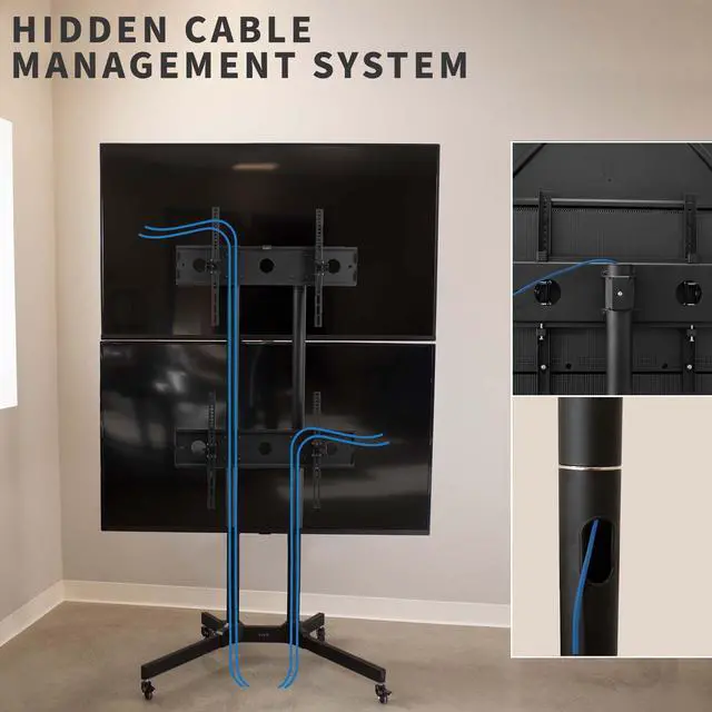 Alt view image 7 of 7 - VIVO Dual TV Cart Mount for LCD LED Plasma Flat Panel | Fits 32" to 65" Screens
